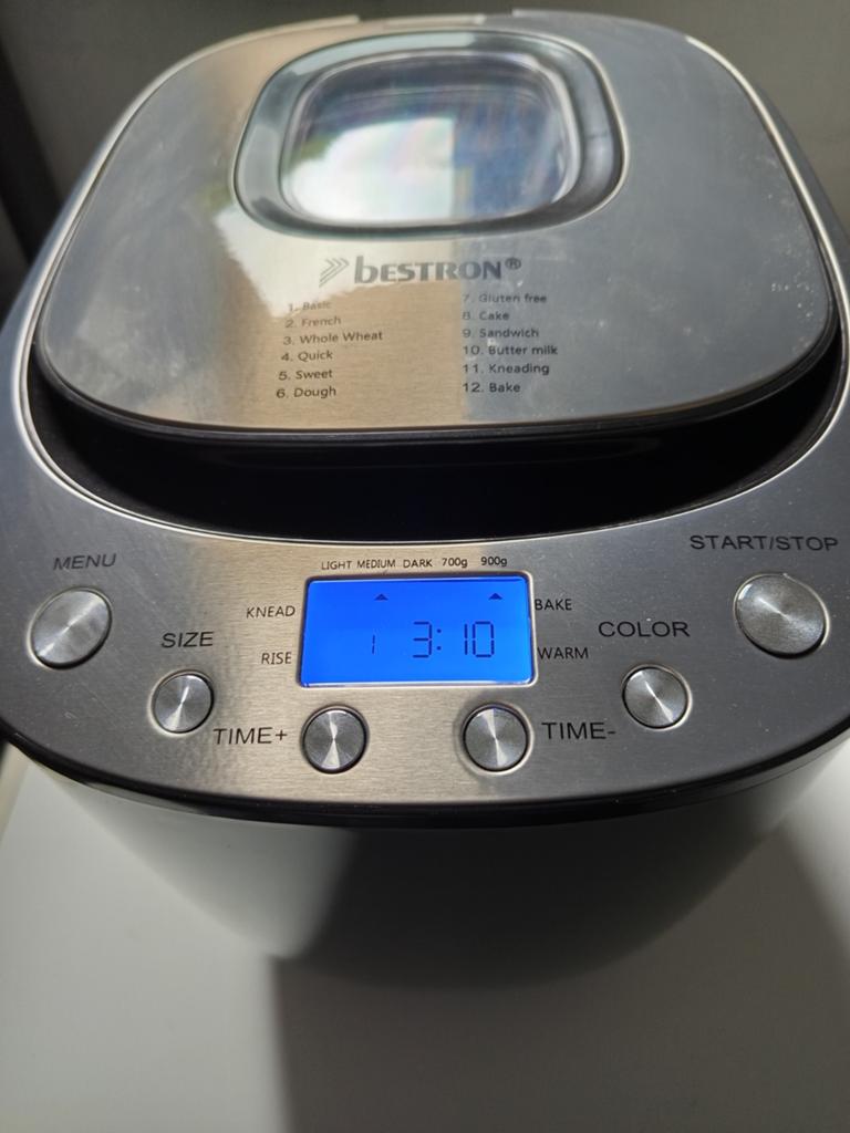 Broodbakmachine Bestron, Enlèvement, Avec minuteur, 400 à 800 grammes de pâte, Plus de 10 programmes