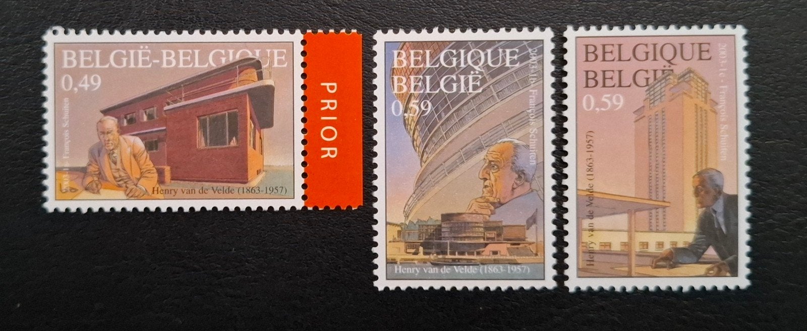 België: OBP 3146/48 ** Henry van de Velde 2003., Ophalen of Verzenden, Zonder stempel, Postfris, Postfris