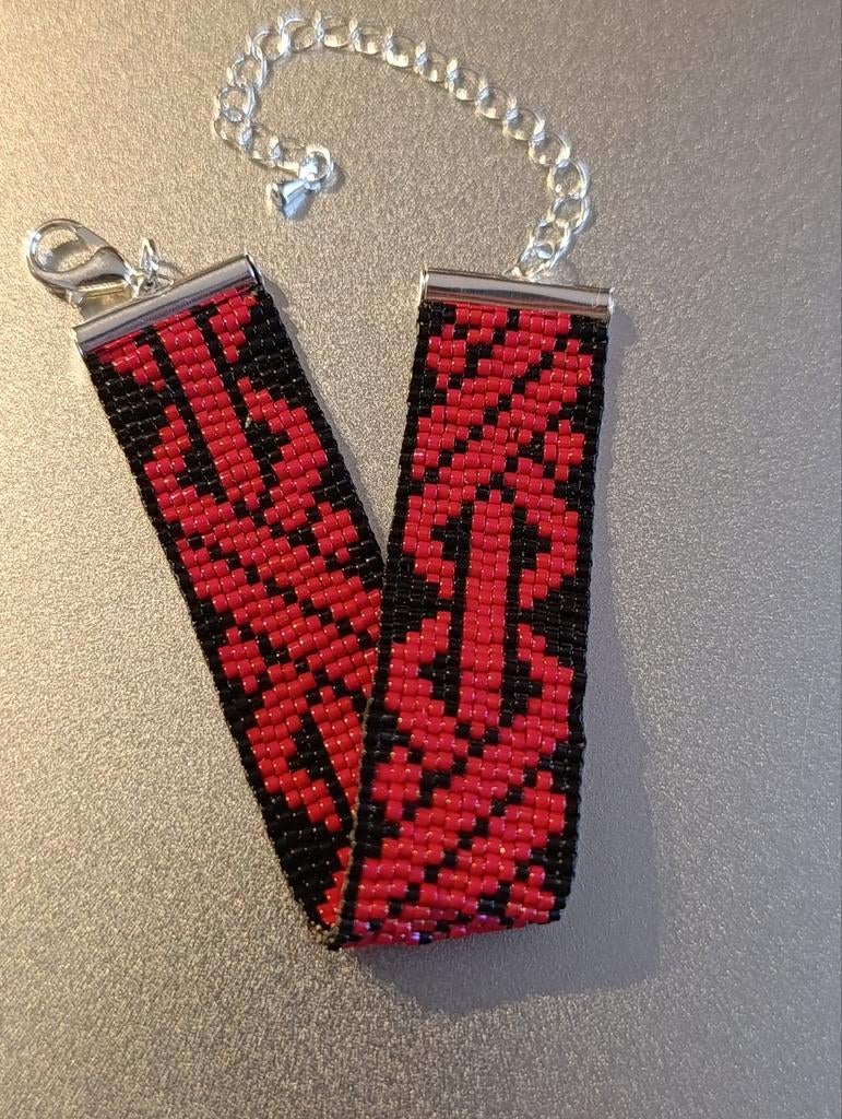Bracelet noir et rouge tissage de perles miyuki ajustable, Envoi, Neuf, Noir, Avec bracelets à breloques ou perles