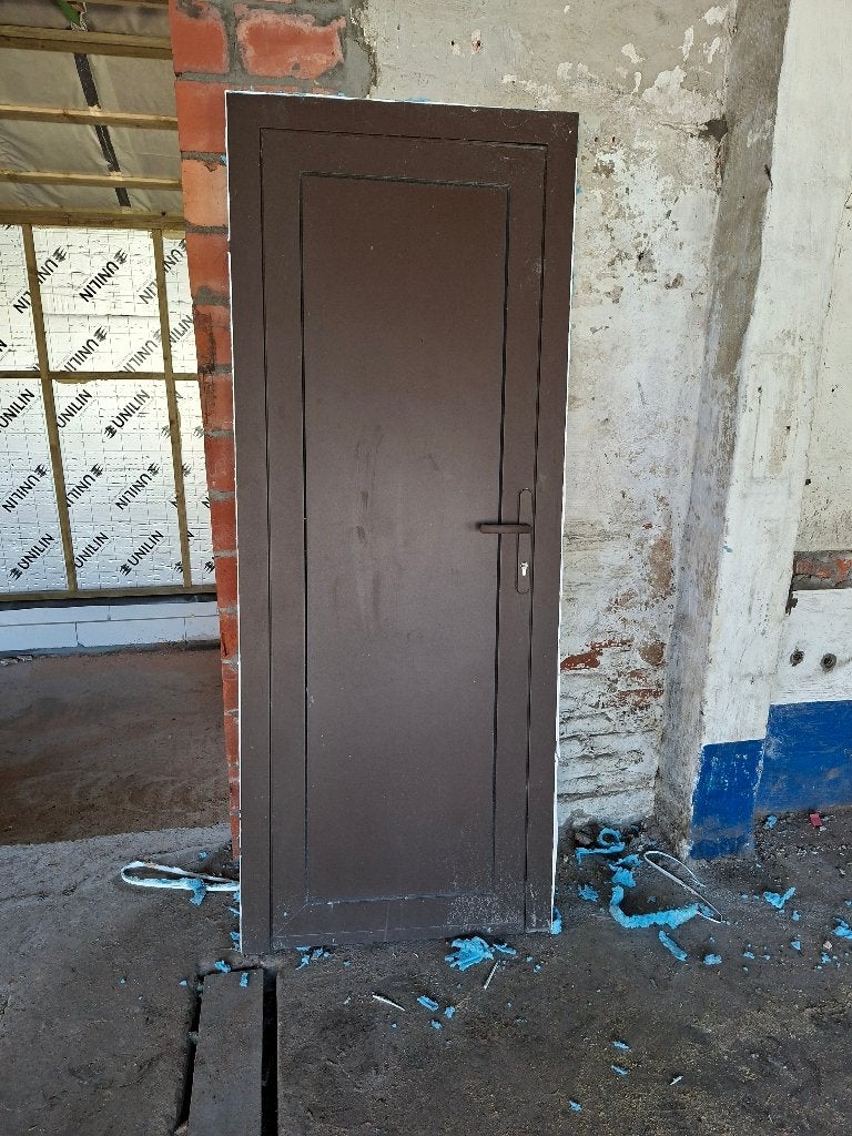 Buiten deur alu  bruin, Ophalen, Minder dan 80 cm, Metaal, 200 tot 215 cm