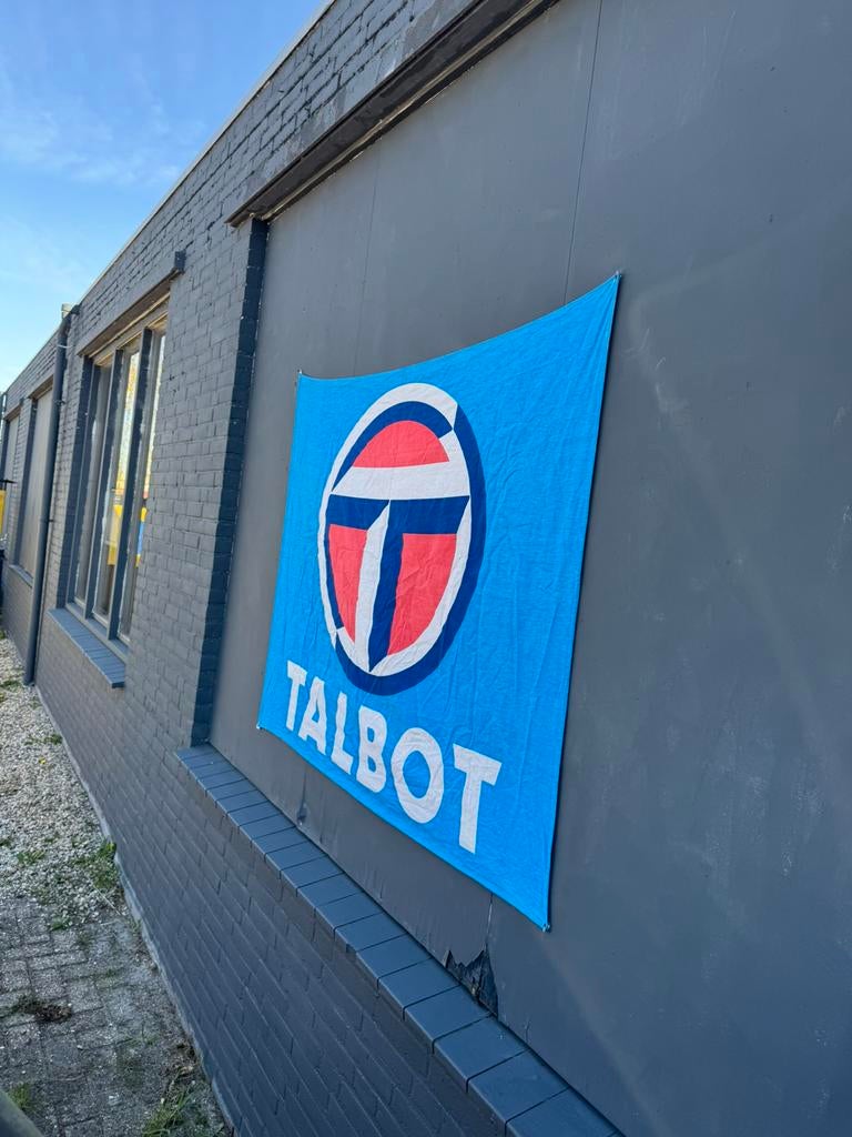 Oude TALBOT garage reclame vlag, Ophalen of Verzenden, Gebruikt