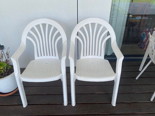 Deux chaises de jardin, Enlèvement, Utilisé, Synthétique, Empilable