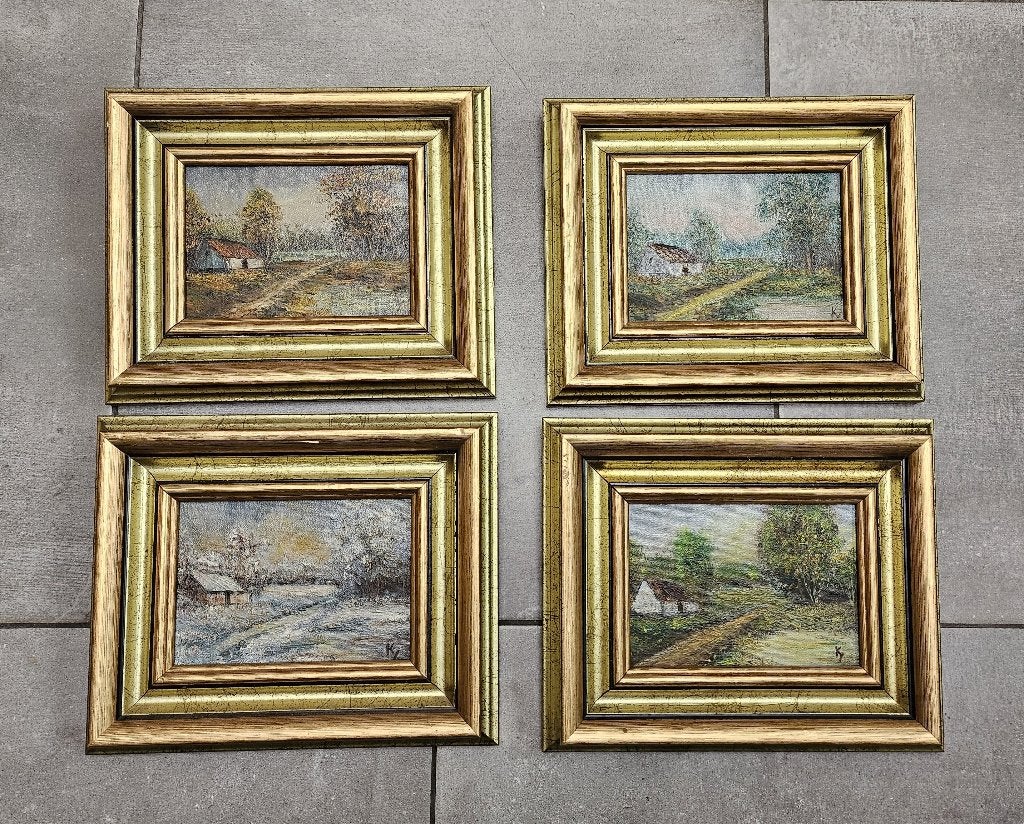 4 Seizoenen, Ophalen, Klassiek, Gesigneerd, Landschap