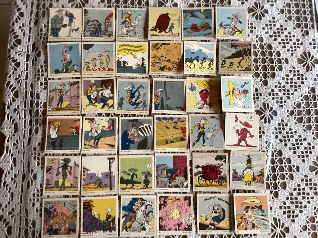 106 chromos prenten LUCKY LUKE1970 MONTY CHEWING GUM, Ophalen of Verzenden, Gebruikt