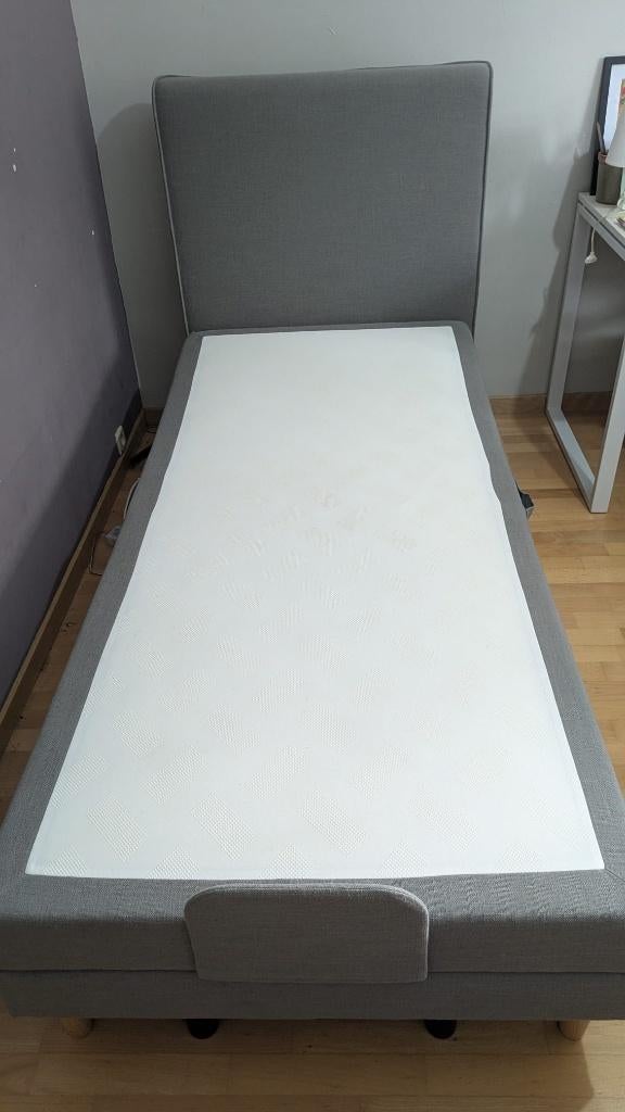 Lit électrique Beka, 90 cm, Gris, Enlèvement, Classique