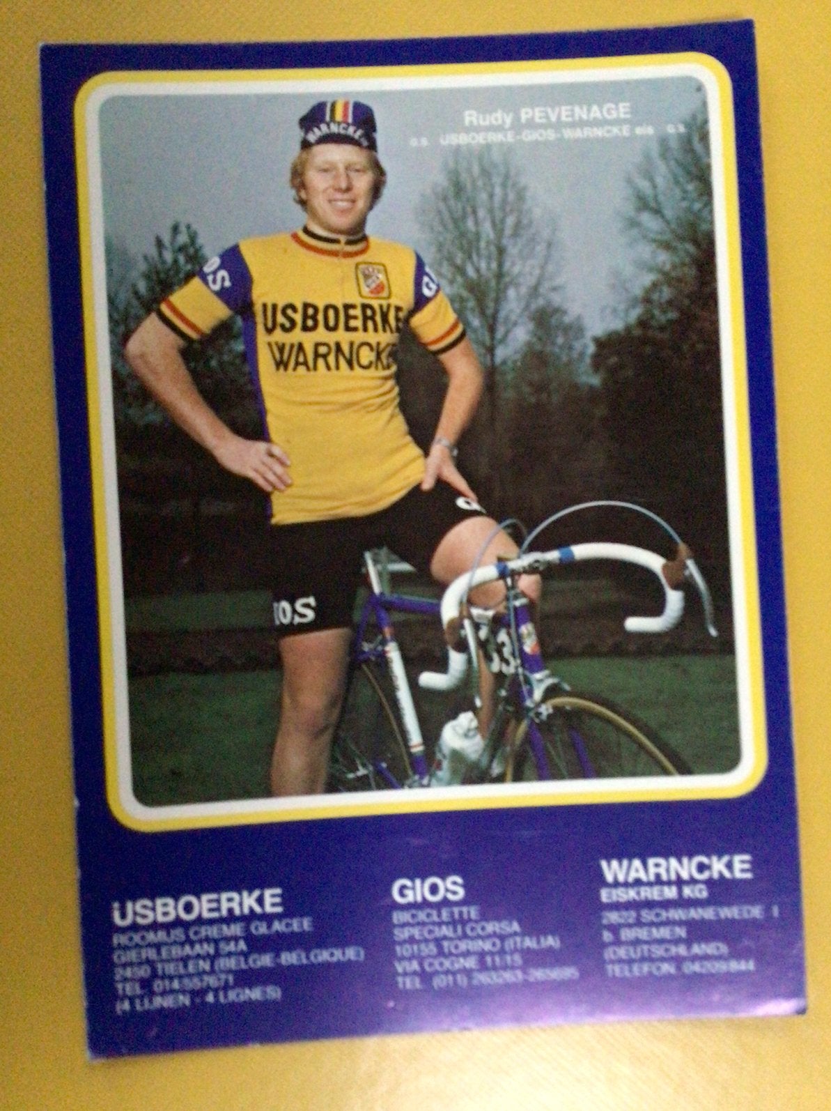 Wielerkaart team gios ijsboerke rudy pevenage, Ophalen of Verzenden, Zo goed als nieuw