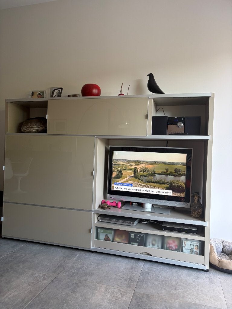 TV-kast Modern, Huis en Inrichting, Ophalen, Glas, Zo goed als nieuw, 200 cm of meer