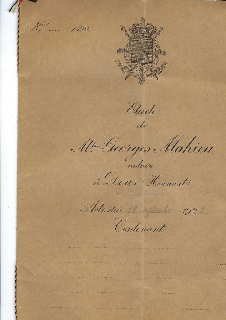 Ancien document notarié 1925, Envoi, Utilisé