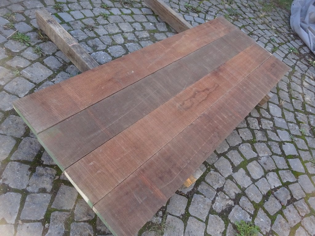 Lot de 4 planches épaisses en acajou +- 4,1 x 16,5x160 cms, Neuf, Autres essences de bois, Enlèvement, 25 à 50 mm