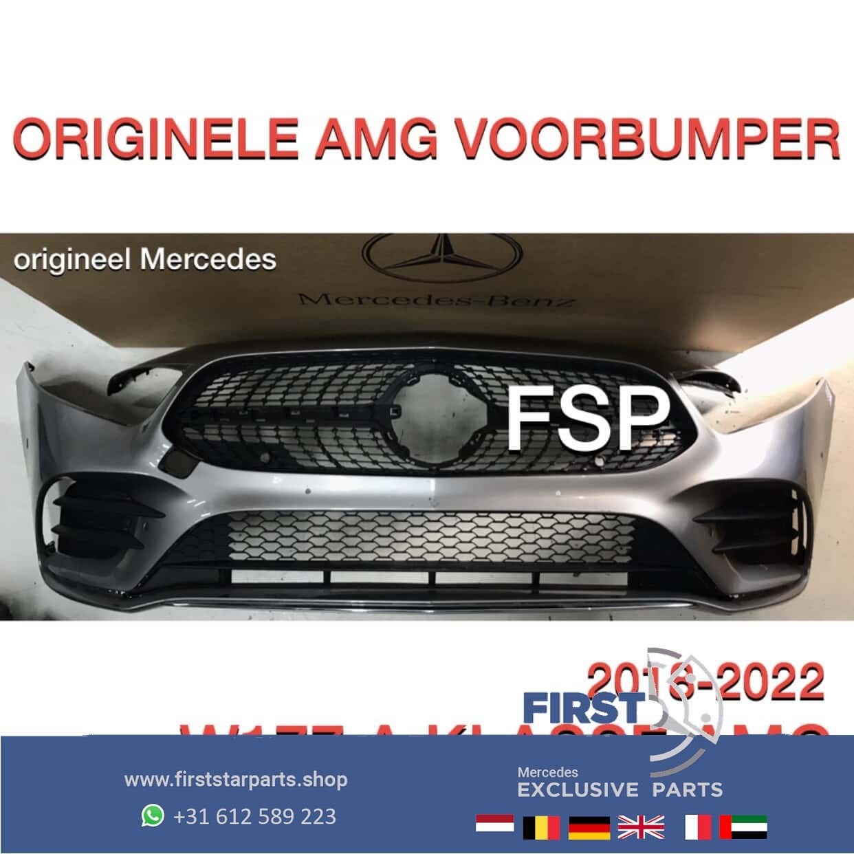 W177 AMG LINE VOORBUMPER Mercedes A KLASSE 2018-2022 GRIJS O, Gebruikt, -, Voor, Ophalen of Verzenden