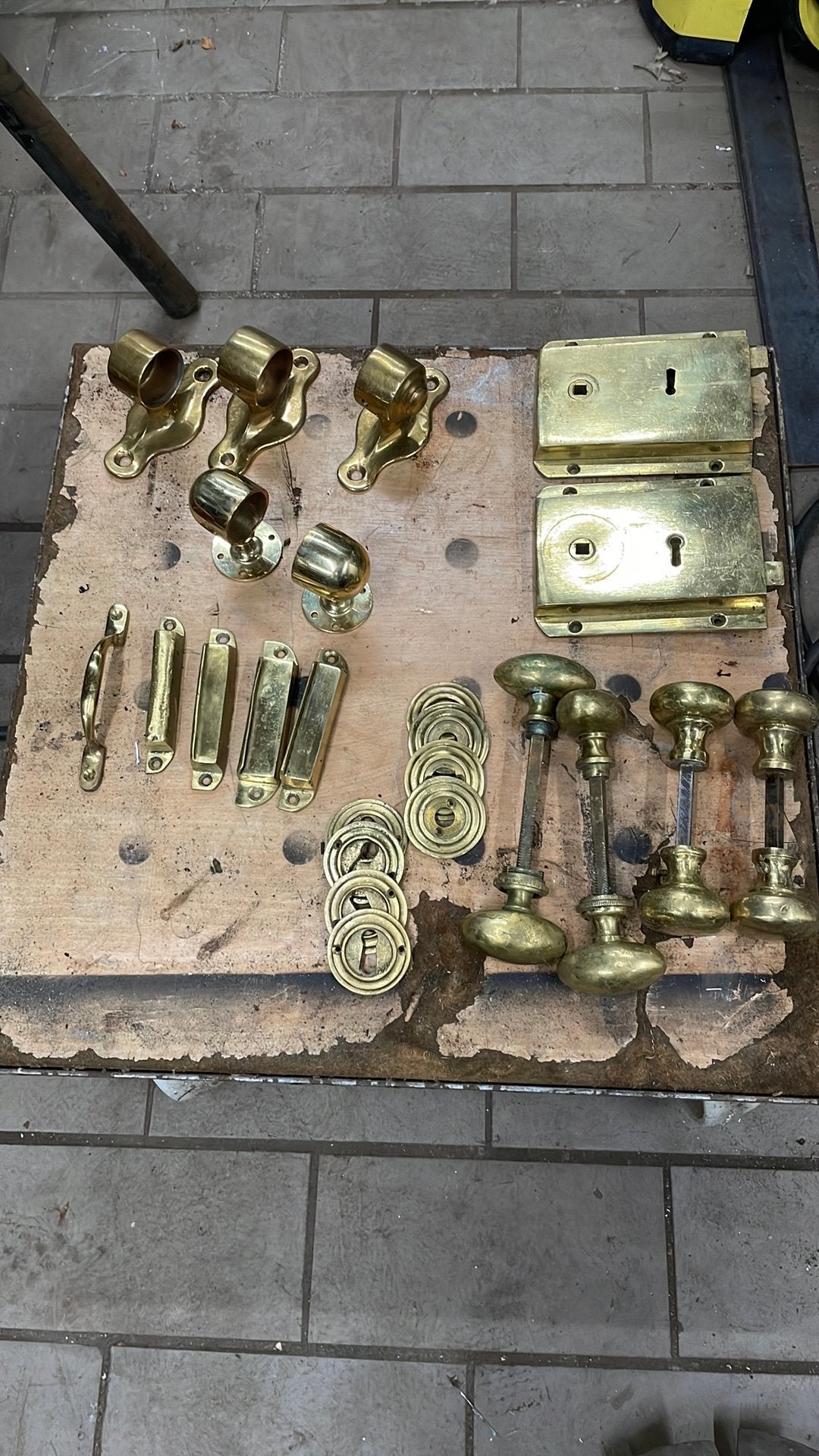 Garnitures de porte en laiton massif, Bricolage & Construction, Enlèvement ou Envoi, Utilisé, Cuivre ou Laiton, Loquet ou Poignée