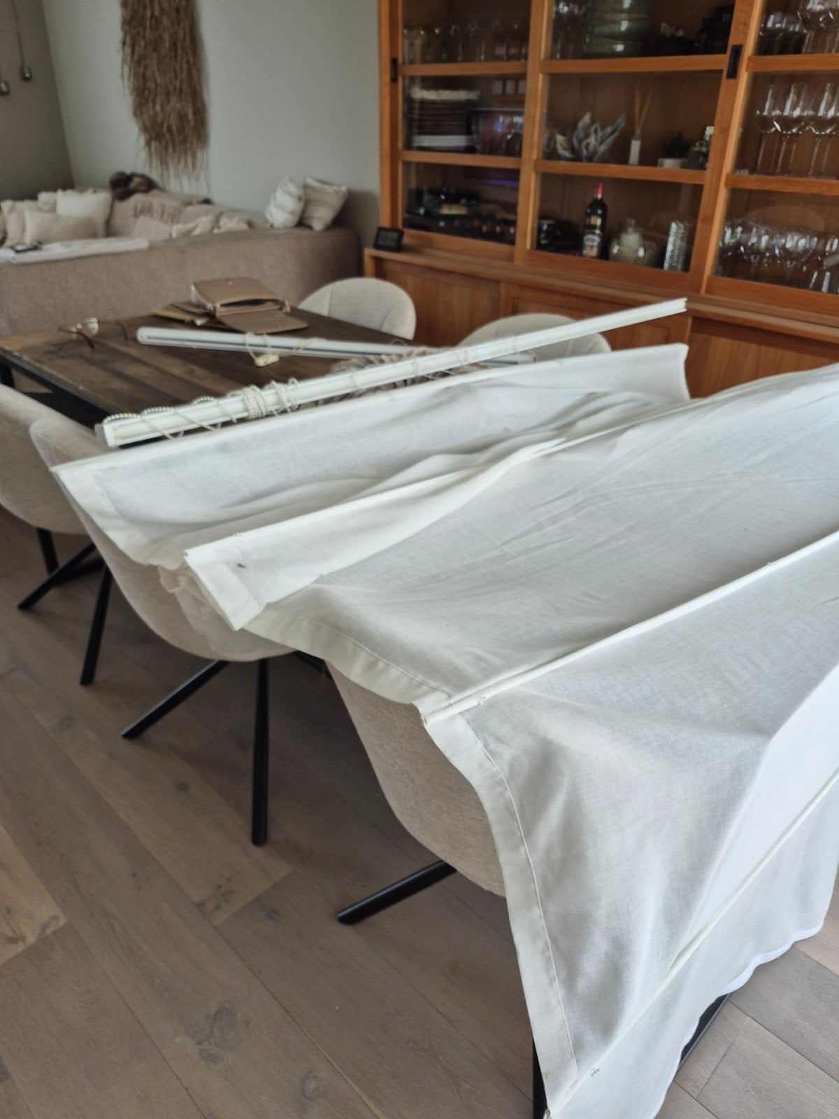 Optrek gordijnen ,2 stuks, Huis en Inrichting, Stoffering | Gordijnen en Lamellen, Ophalen, Gebruikt, 200 cm of meer, 150 tot 200 cm