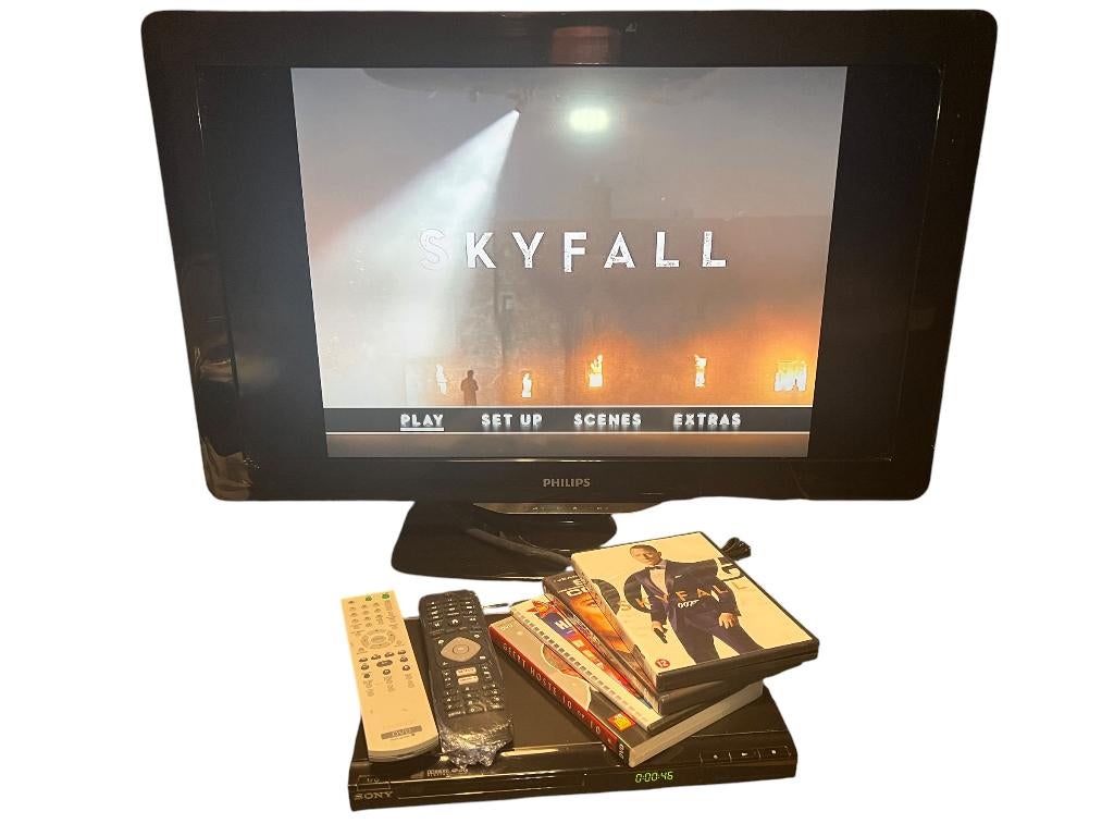 Philips 32” Full HD TV + gratis Sony DVD speler & DVD’s, Enlèvement, Utilisé, Lecteur DVD, Philips