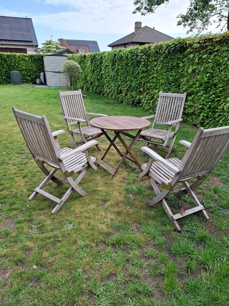 Teak tuinset, Ophalen, Gebruikt, Inklapbaar