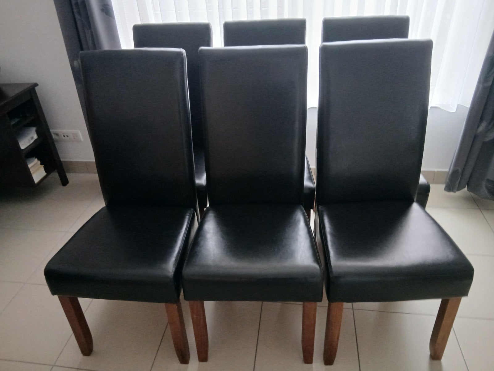 zes leder eetkamer stoelen, Maison & Meubles, Chaises, Enlèvement, Brun