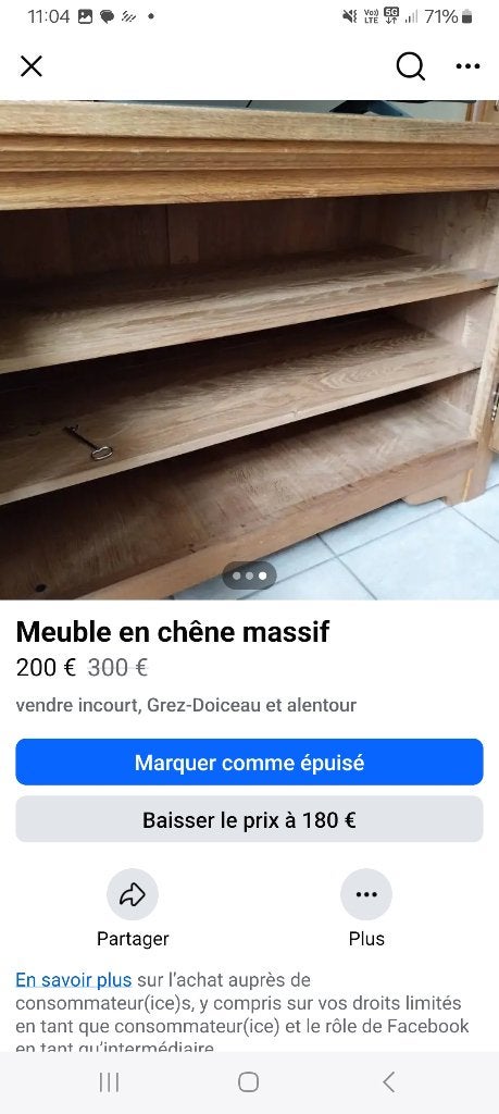Meuble, Enlèvement, Utilisé, Chêne