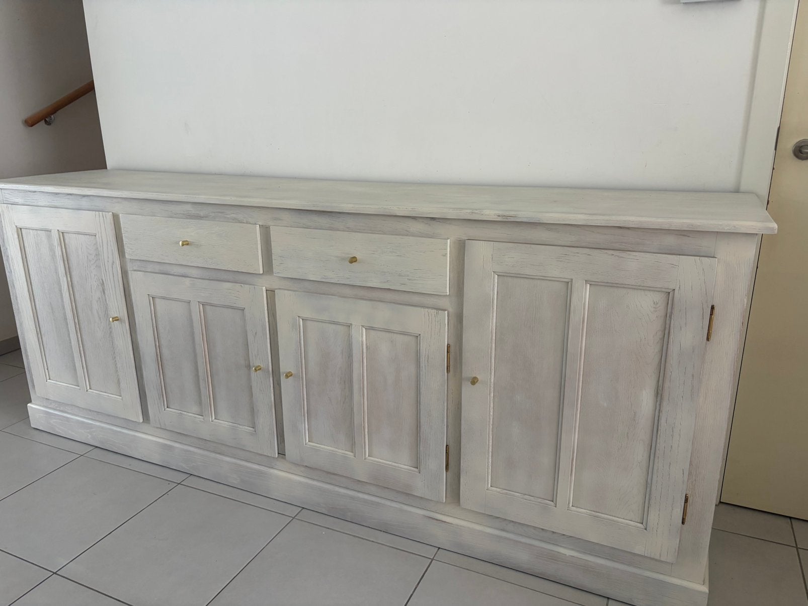Massief eiken kast vintage look, 200 cm ou plus, Avec tablette(s), Comme neuf, Enlèvement