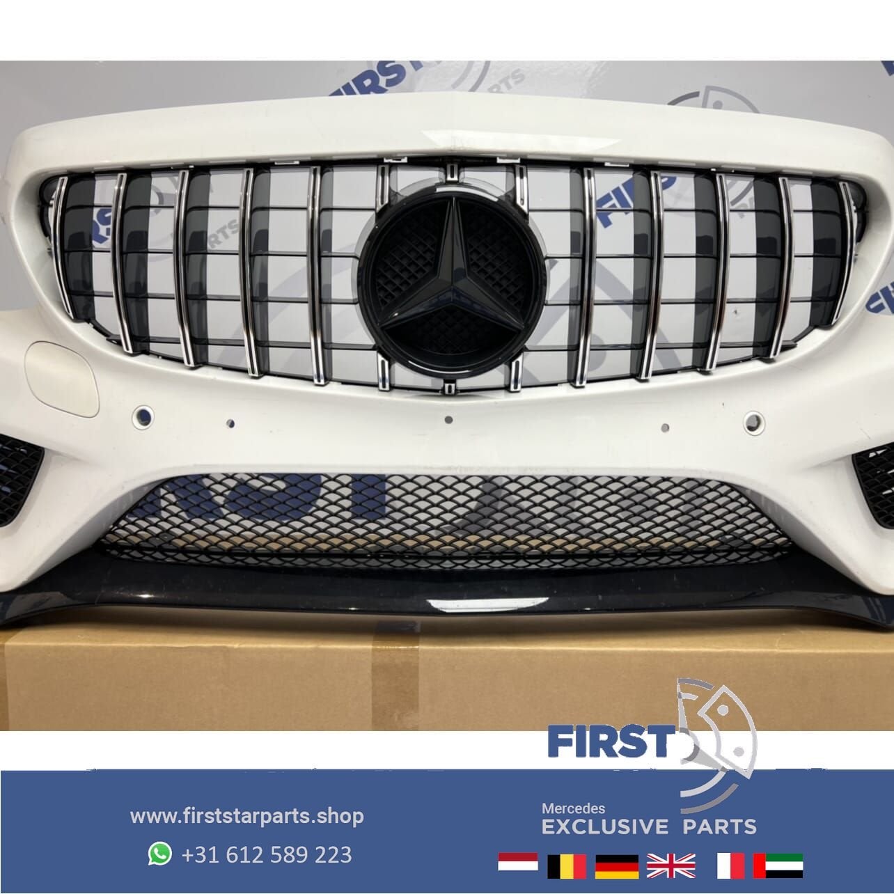 W205 A205 AMG VOORBUMPER WIT origineel Mercedes C KLASSE 201, Gebruikt, -, Voor, Ophalen of Verzenden