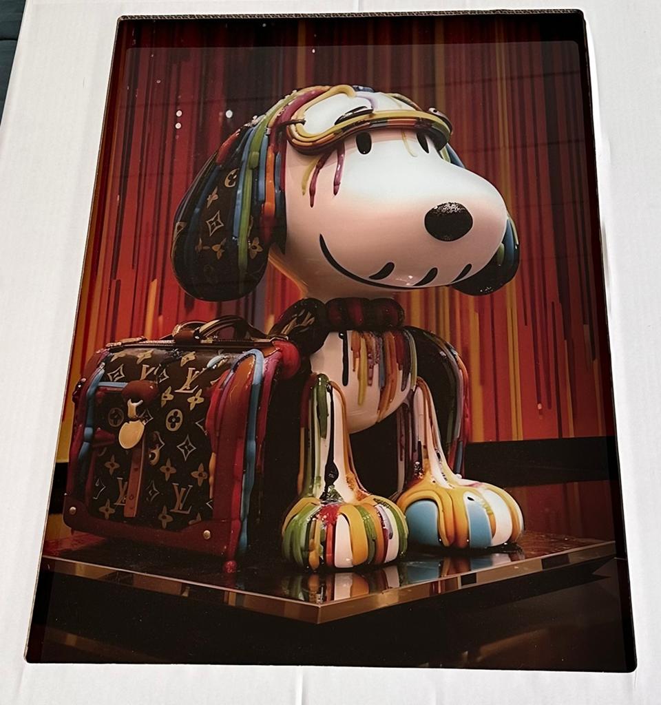 Snoopy in een unieke Louis Vuitton 'drip art' stijl, Antiek en Kunst, Kunst | Schilderijen | Modern, Ophalen of Verzenden
