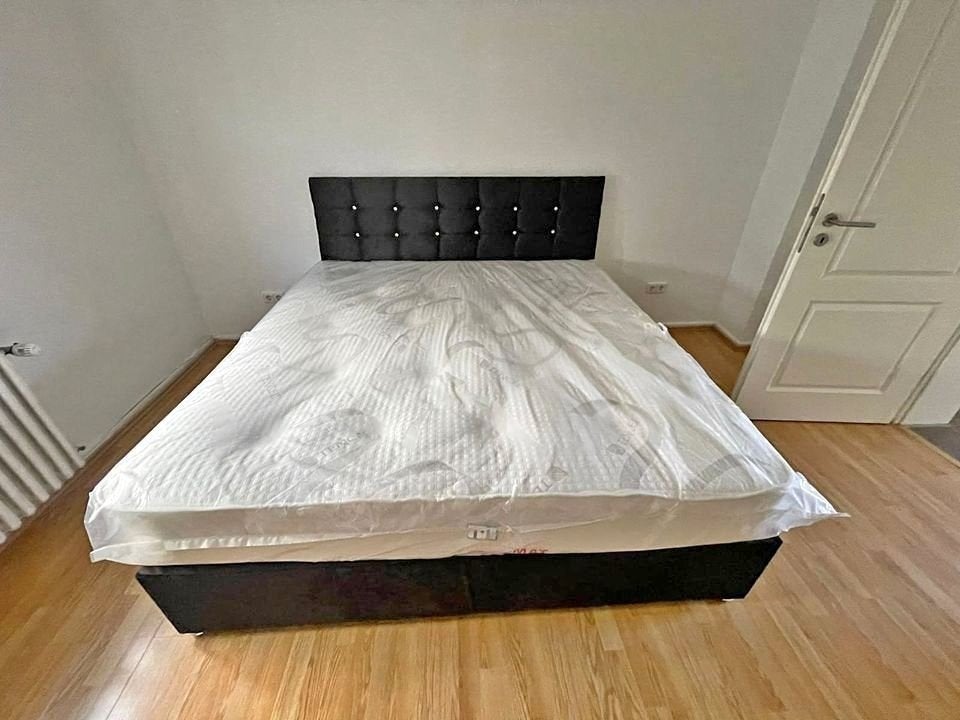 Lit Boxspring (160x200) Lit complet avec matelas, Huis en Inrichting, Slaapkamer | Boxsprings, Zwart, 200 cm, Divan bed, Nieuw