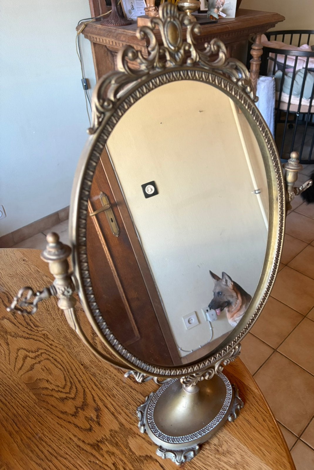 Miroir inclinable baroque vintage à vendre, Enlèvement ou Envoi