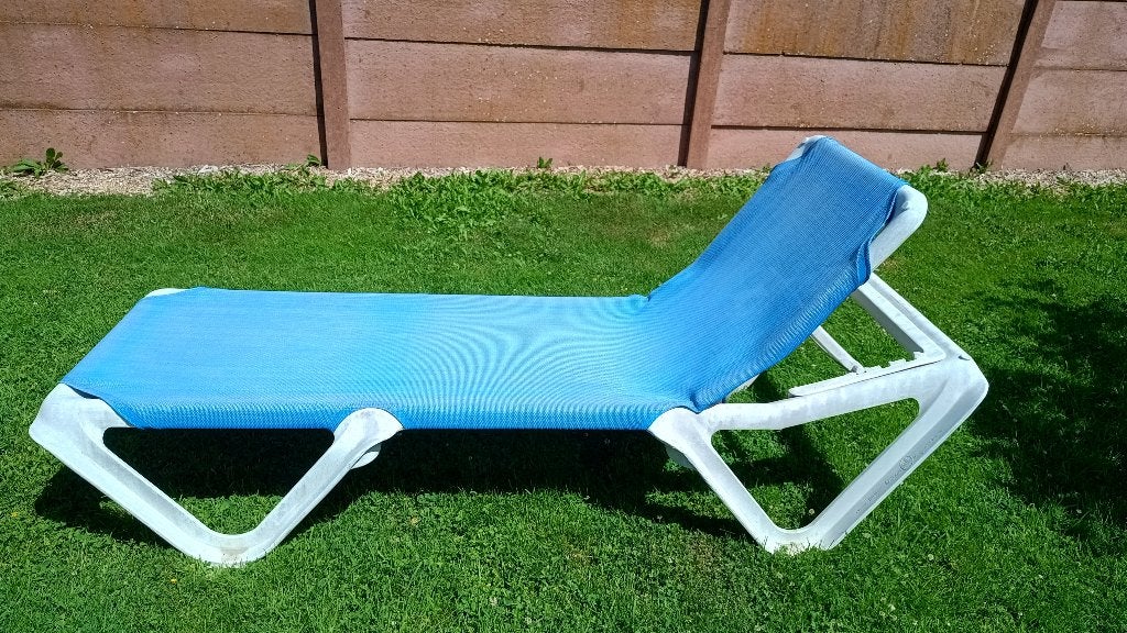 Chaise longue de marque Balliu PVC tissu bleu, Enlèvement, Utilisé, Réglable