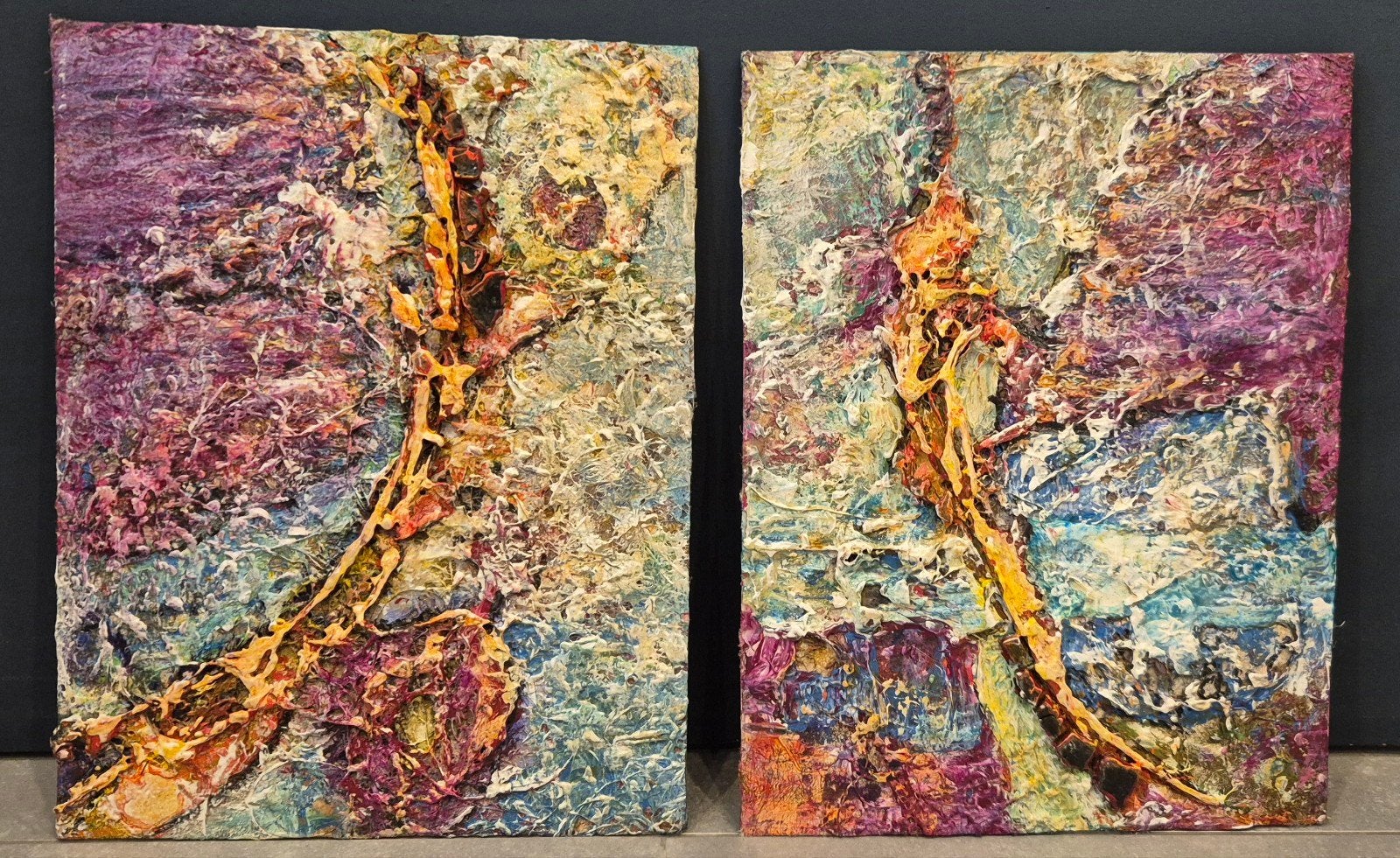 Tweeluik – Chris Moens - Uniek werk, Antiek en Kunst, Kunst | Schilderijen | Abstract, Ophalen