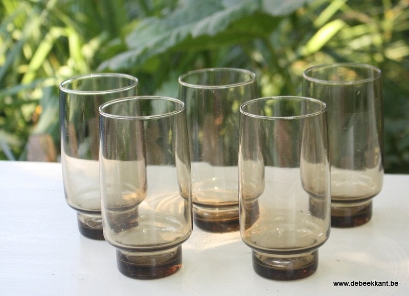 Retro vintage fumé glas rookglas BP - set van 4, Enlèvement ou Envoi