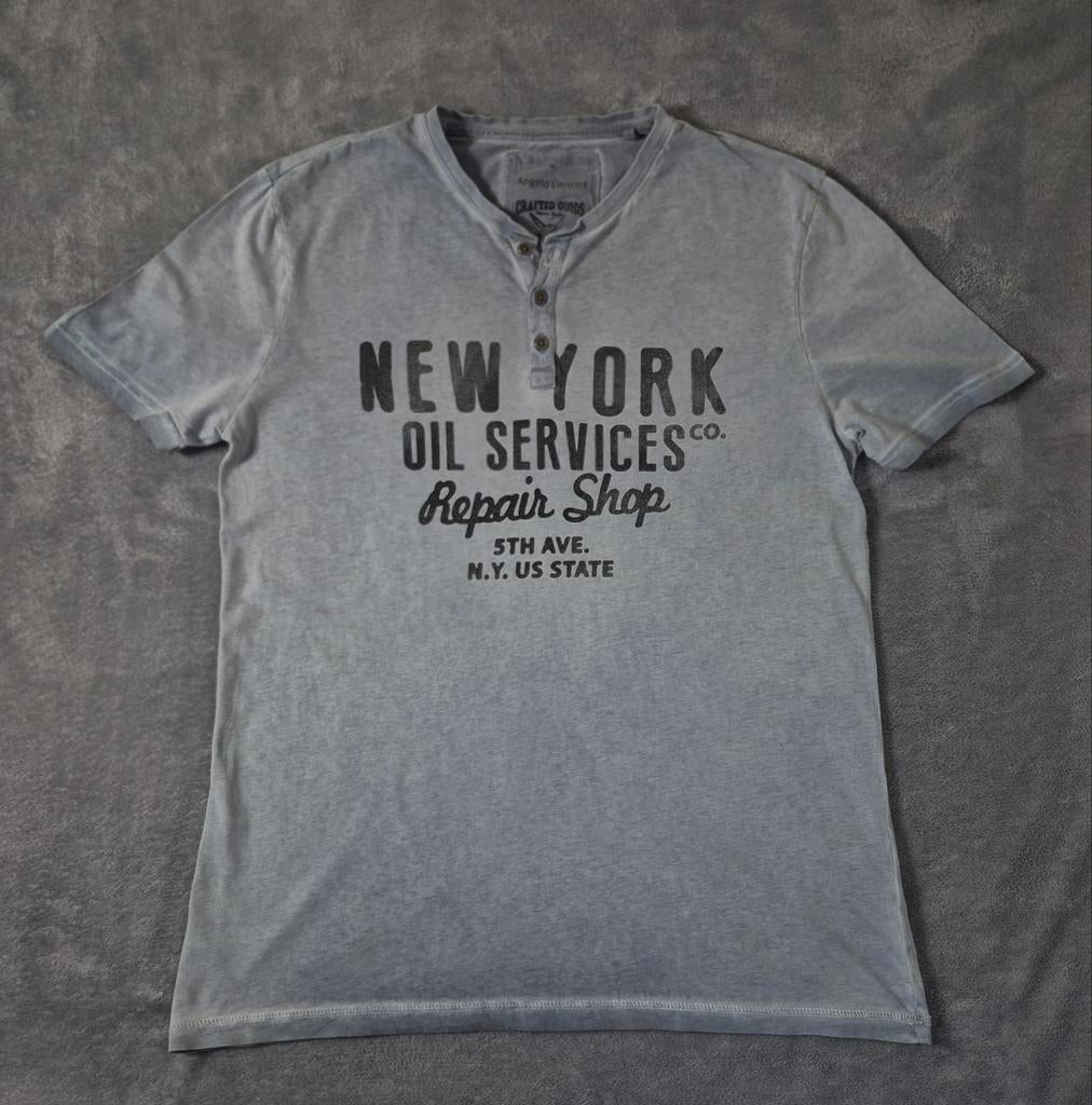 Angelo Litrico Henley T-shirt — Vintage stijl — grijs gewass, C&A, Gedragen, Verzenden, Maat 48/50 (M)