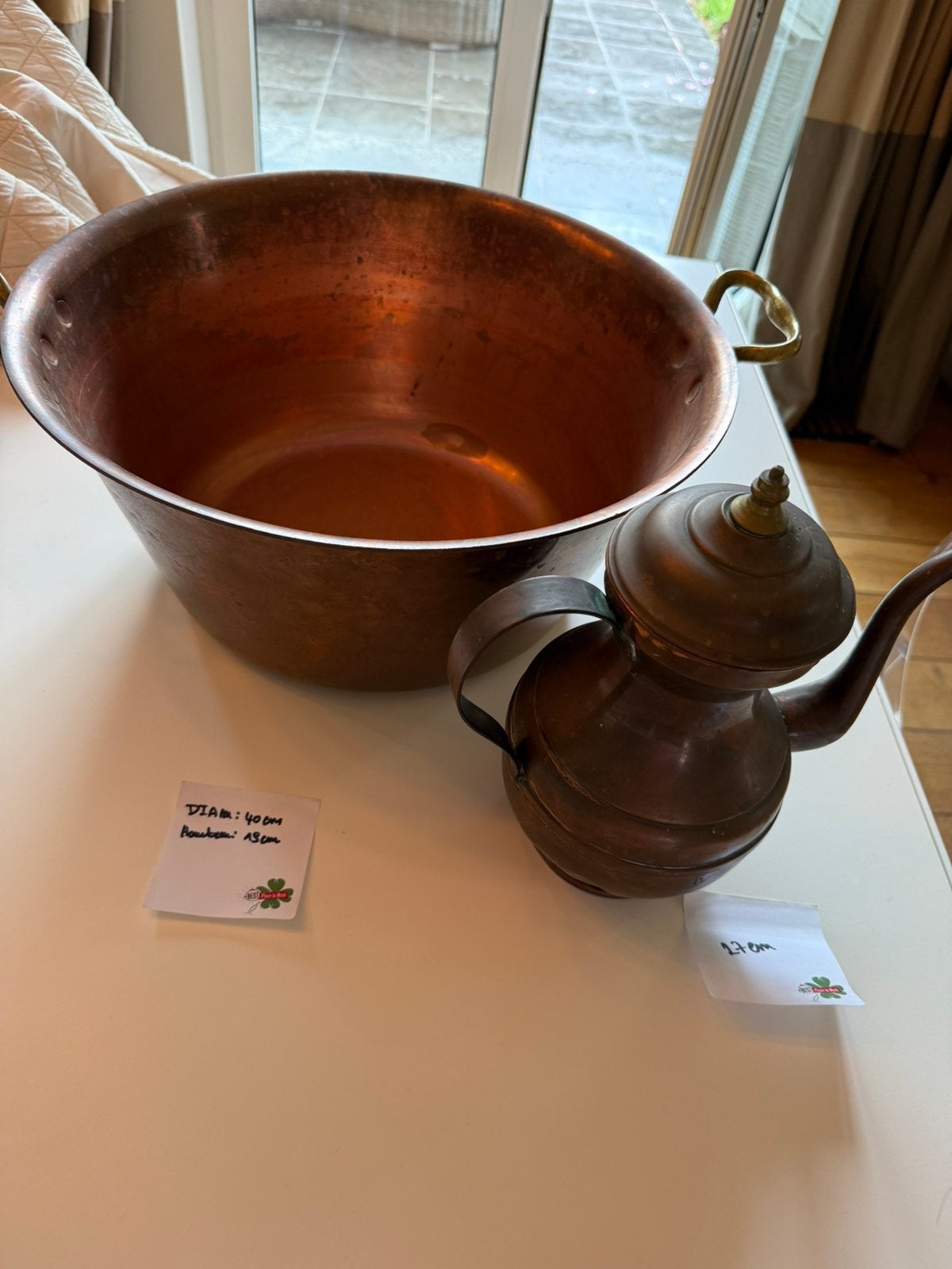 Koperen jambak diameter 40 cm Koperen koffiepot, Ophalen, Koper