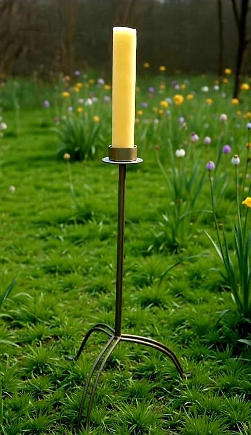 Reuze kandelaar incl. kaars metaal brons goud, Huis en Inrichting, Nieuw, Ophalen of Verzenden, 75 cm of meer, Kandelaar