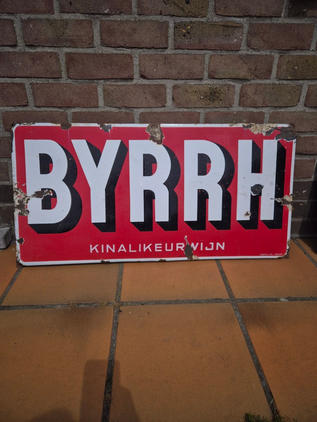 Emaille Bord BYRRH, Ophalen