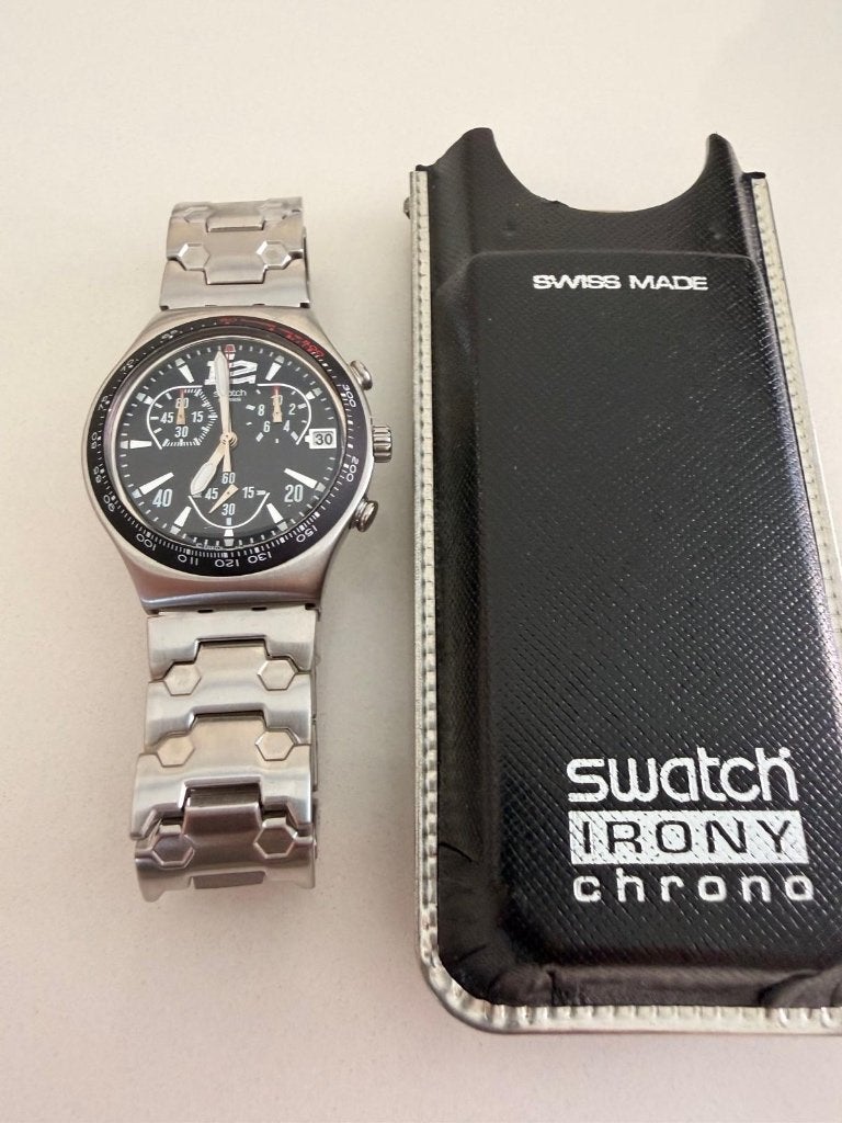 Polshorloge heren Swatch irony chrono, Handtassen en Accessoires, Staal, Staal, Polshorloge, Swatch