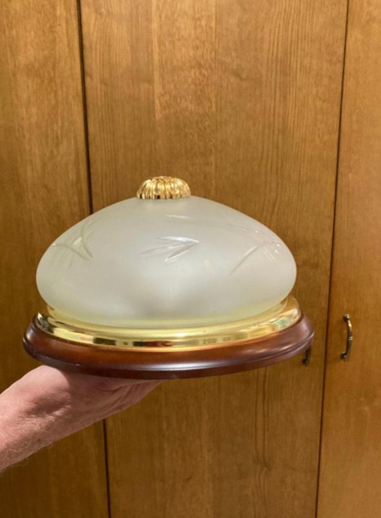 Mooie glazen plafondlamp, Ophalen, Gebruikt, Glas, Klassiek,vintage