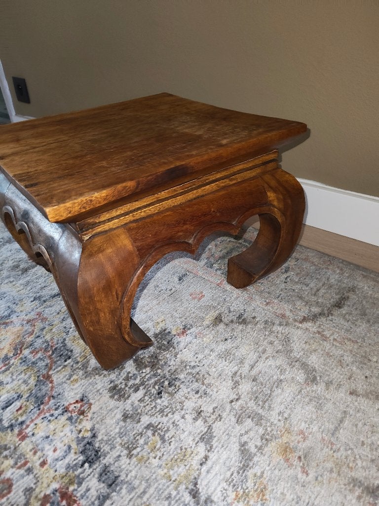 Teakhouten bijzettafel, Ophalen, Minder dan 45 cm, Minder dan 55 cm, Gebruikt