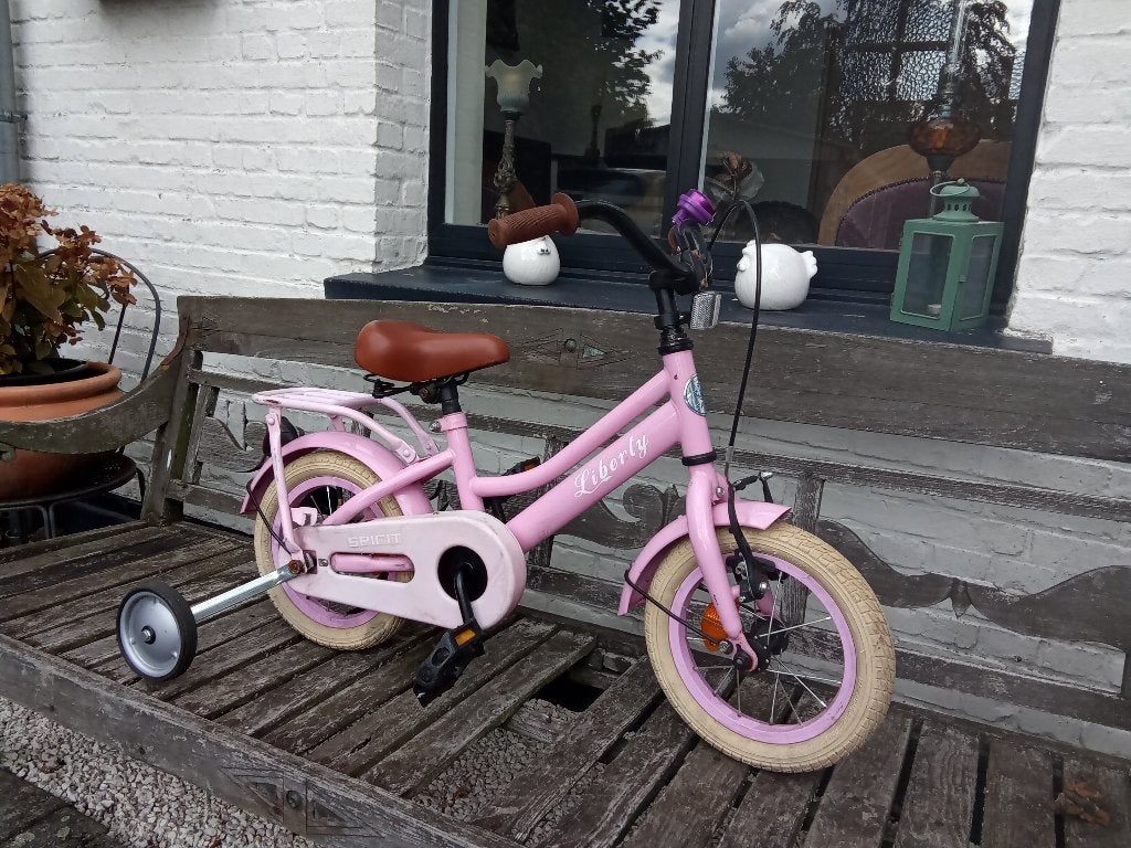 Kinderfietsje 12 inch met zijwieltjes (meisjes) izgst., Ophalen, Zijwieltjes, Velgrem, Volare