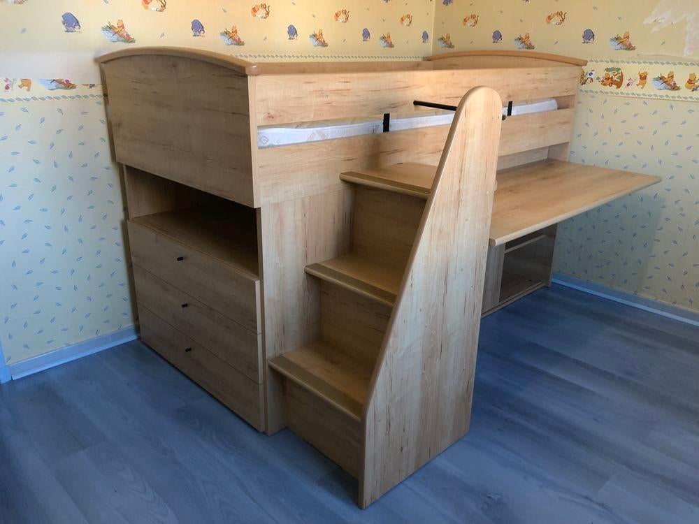 Hoogslaper met bureau en opbergkasten, Kinderen en Baby's, Kinderkamer | Commodes en Kasten, Gebruikt, Kast, Ophalen
