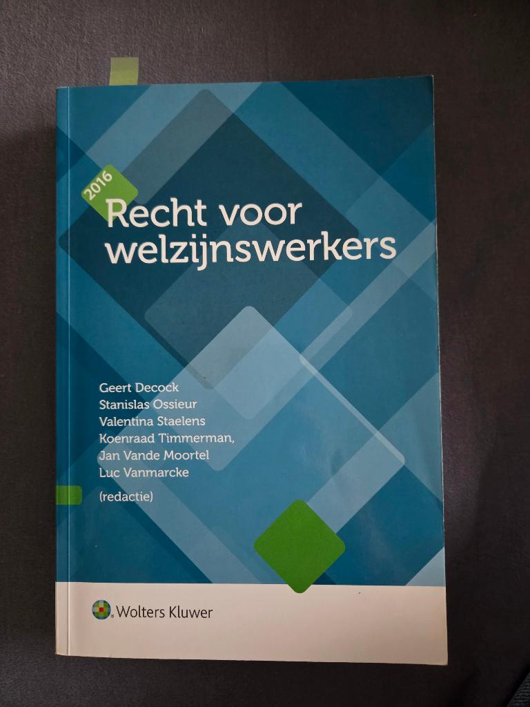 Boek recht voor welzijnswerkers, Boeken, Schoolboeken, Gelezen, Ophalen of Verzenden, Wolters & Kluwers, Maatschappijleer