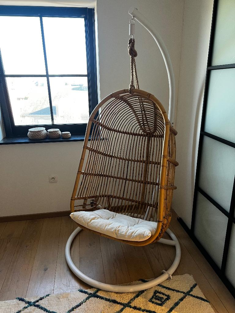 Rotan hangstoel, Ophalen, Eenpersoons, Boho, Riet of Rotan