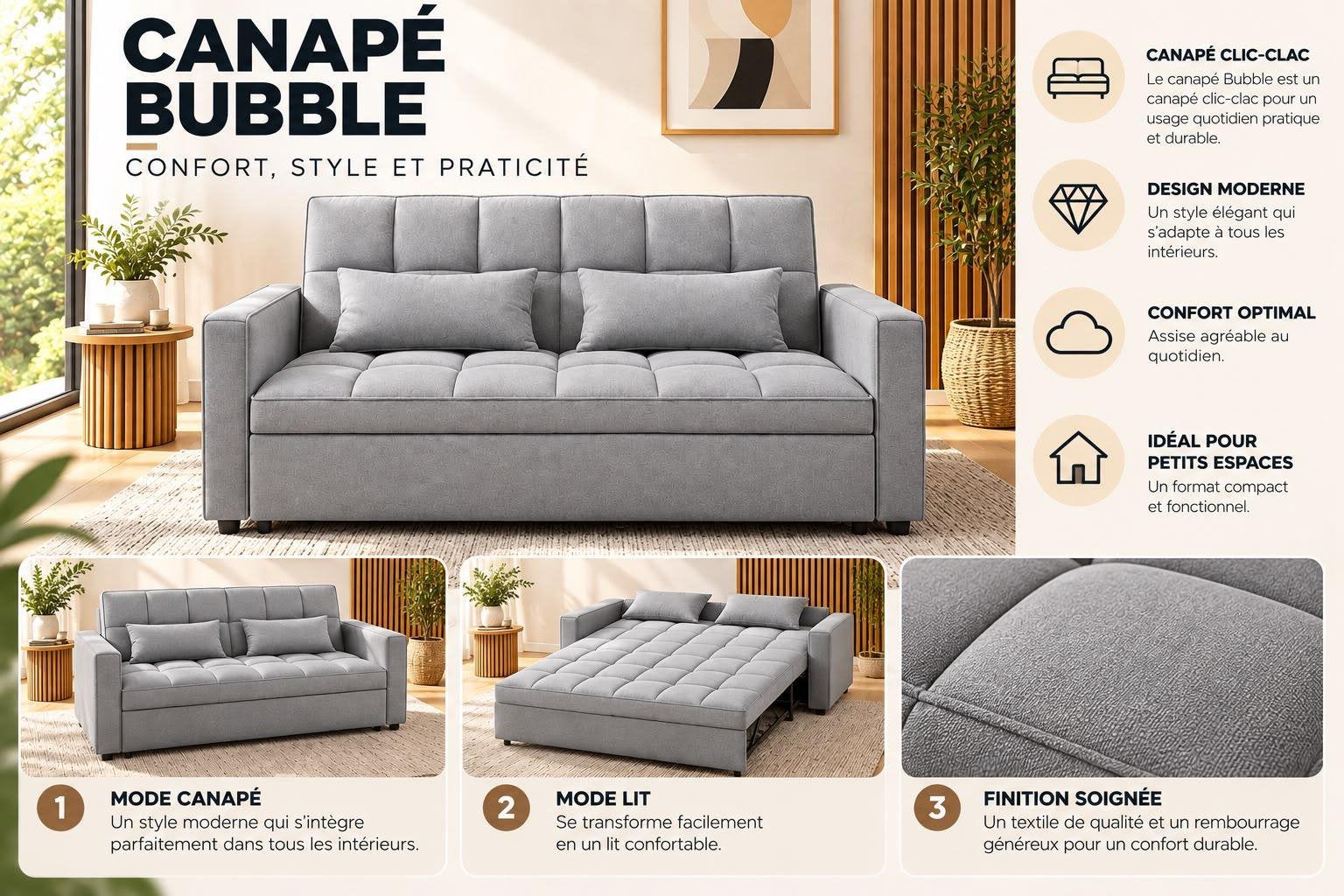 Clic-clac, Maison & Meubles, Neuf, Banc droit, Enlèvement, Deux personnes