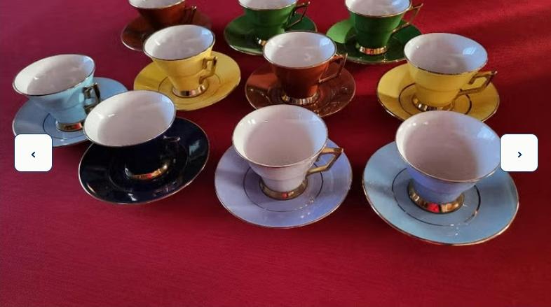 Vintage kopje met bordje in verschillende kleuren, Ophalen