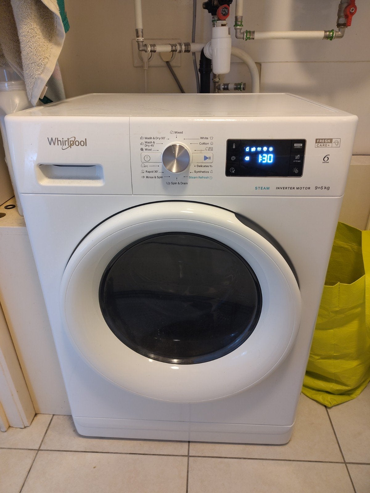 Machine à laver séchante Whirlpool, Electroménager, 8 à 10 kg, Enlèvement, Comme neuf