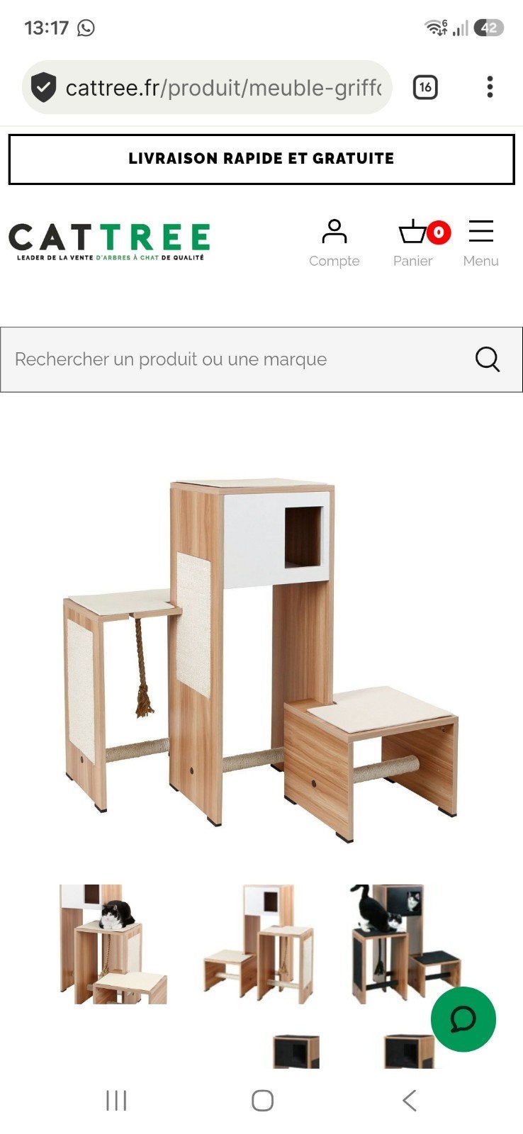 Arbre à chats modulable  Kerbl Ambiente (à Wemmel), Enlèvement, Utilisé, Pièces de meubles à gratter