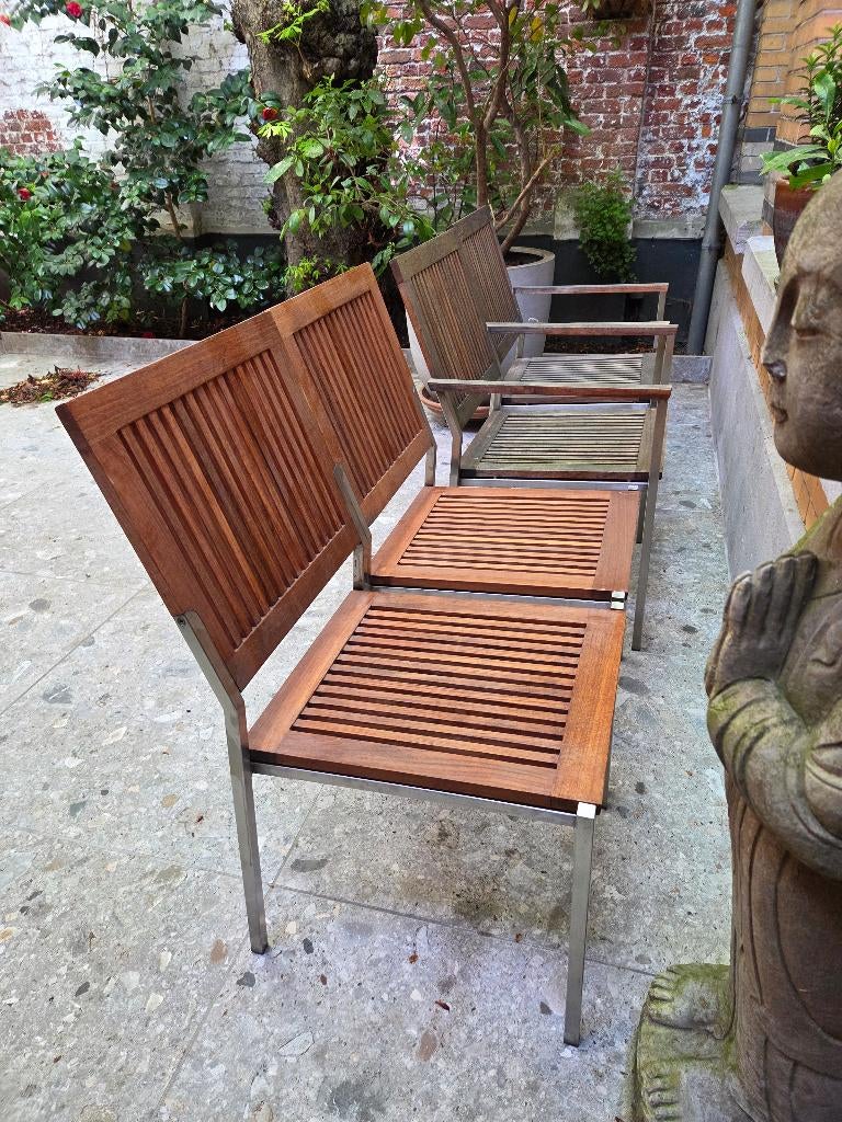 Terras stoelen, Tuin en Terras, Ophalen, Gebruikt, Teakhout, Stapelbaar