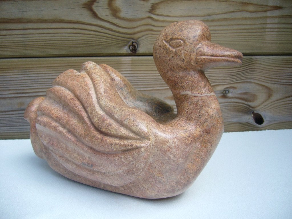 "JONGE ZWAAN" --  BEELD uit STEEN - uniek handwerk., Antiek en Kunst, Ophalen, 50 - 100 cm, Steen of Keramiek, Beeld