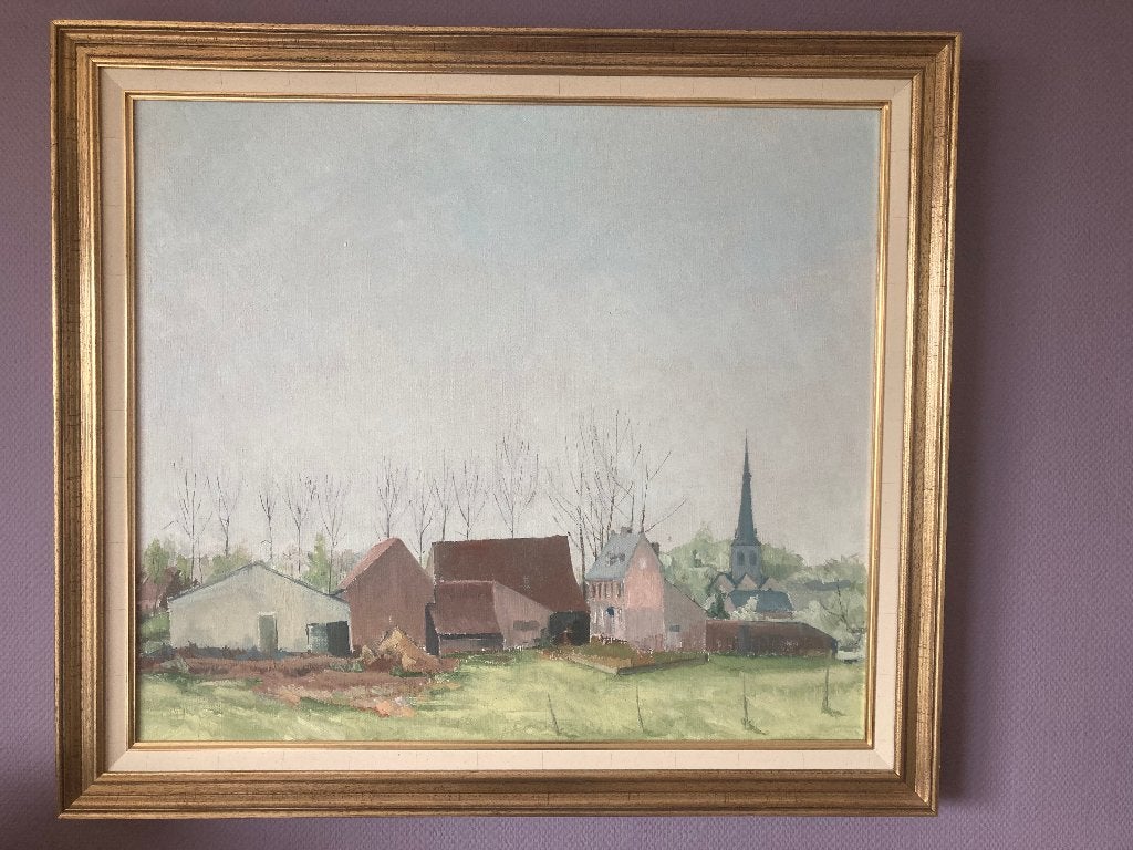Olieverf op doek, Antiek en Kunst, Ophalen, Doek, Realistisch, Gesigneerd