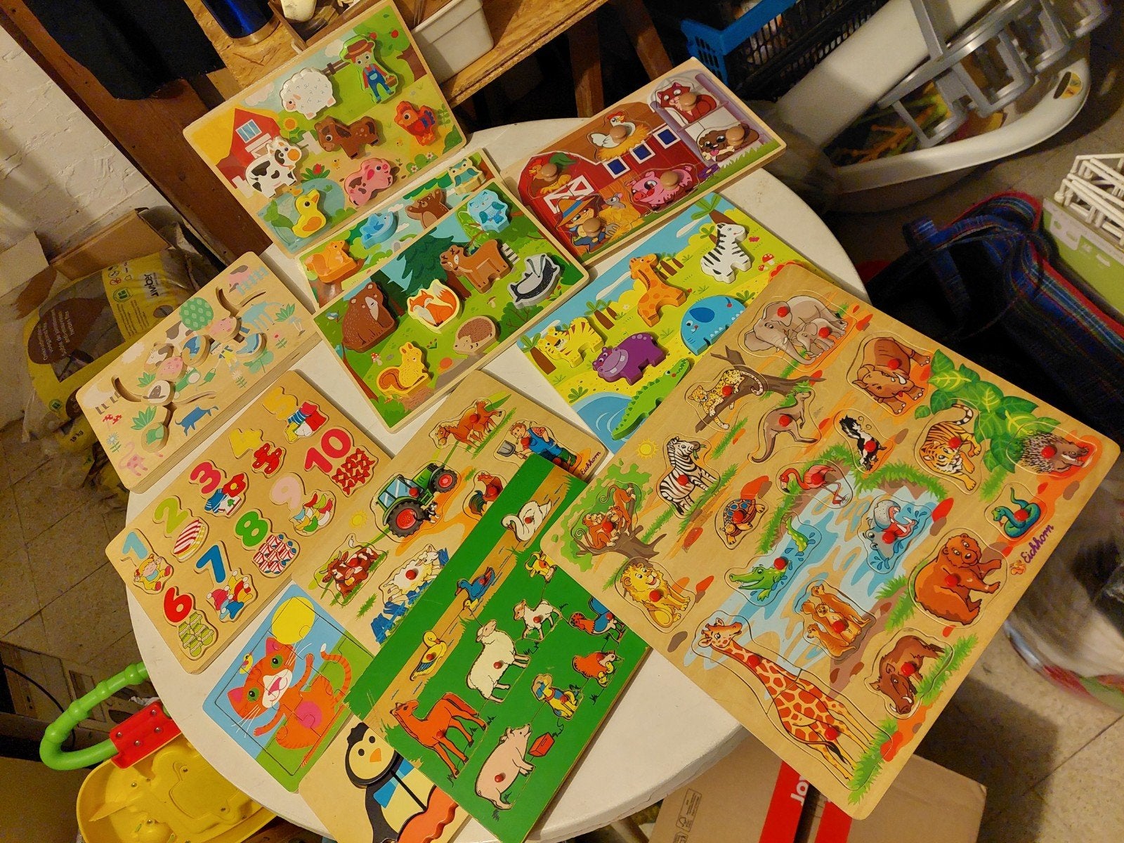 lot houten speelgoed, Ophalen