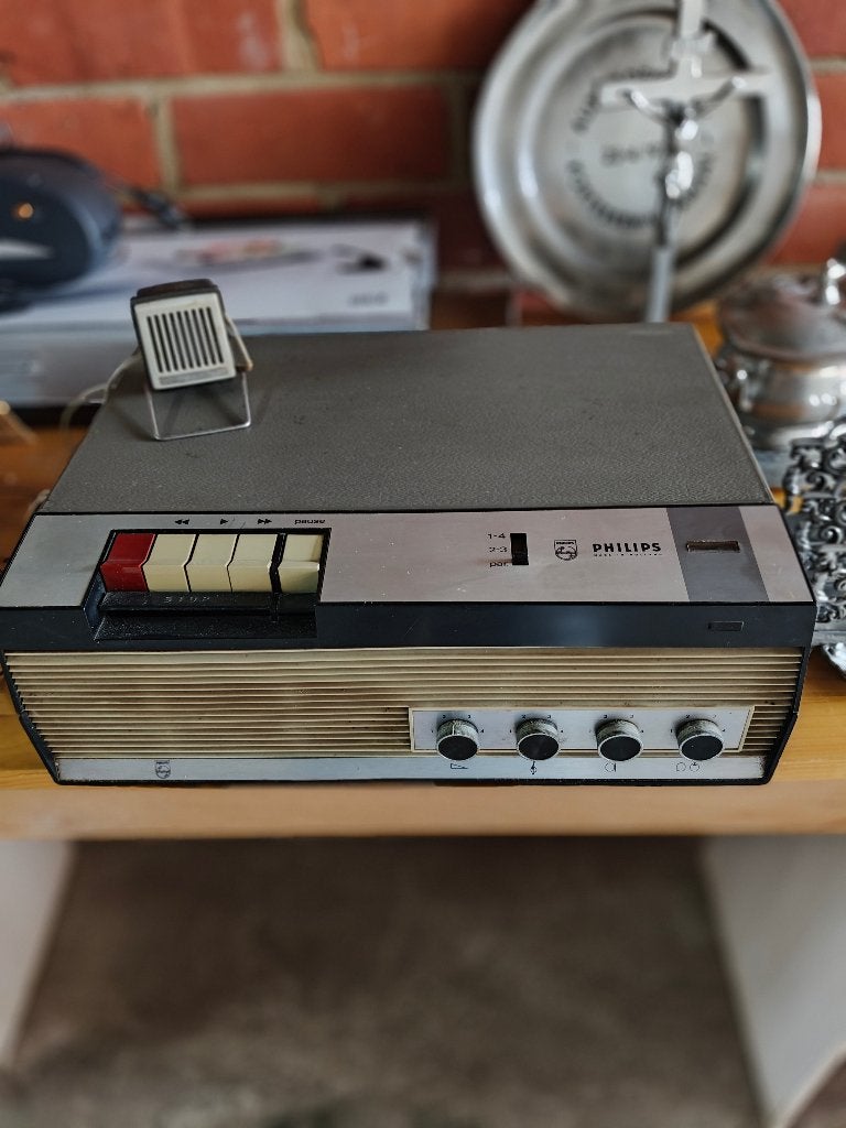 Vintage bandopnemer Philips, Enlèvement, Magnétophone, Avec protection anti-poussière