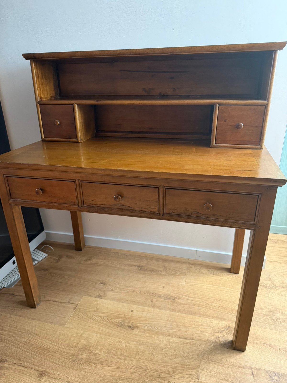 Houten bureau met afneembare opzetkast, Ophalen, Gebruikt
