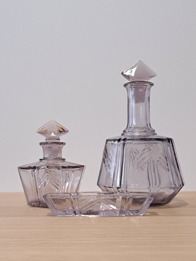 Vintage Art Deco Glass Set Hermanova Hut Stolzle Czech 1930, Antiek en Kunst, Ophalen of Verzenden